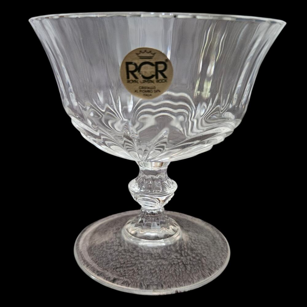RCR Royal Crystal Rock Italy Lead Crystal Dessert Coupe Glasses Set 6